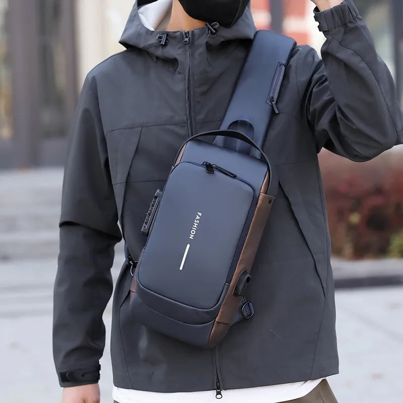 Men's Anti-Theft Chest Bag with USB Port | Waterproof Crossbody Sling