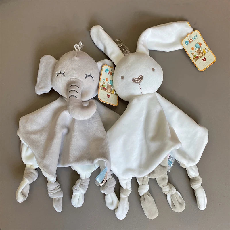Cute Elephant Plush Teether Rattle for Newborns | Soft Blanket Toy