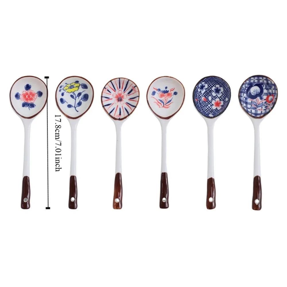 Elegant Hand-Painted Ceramic Soup Spoon Gift Set | Heat-Resistant Design