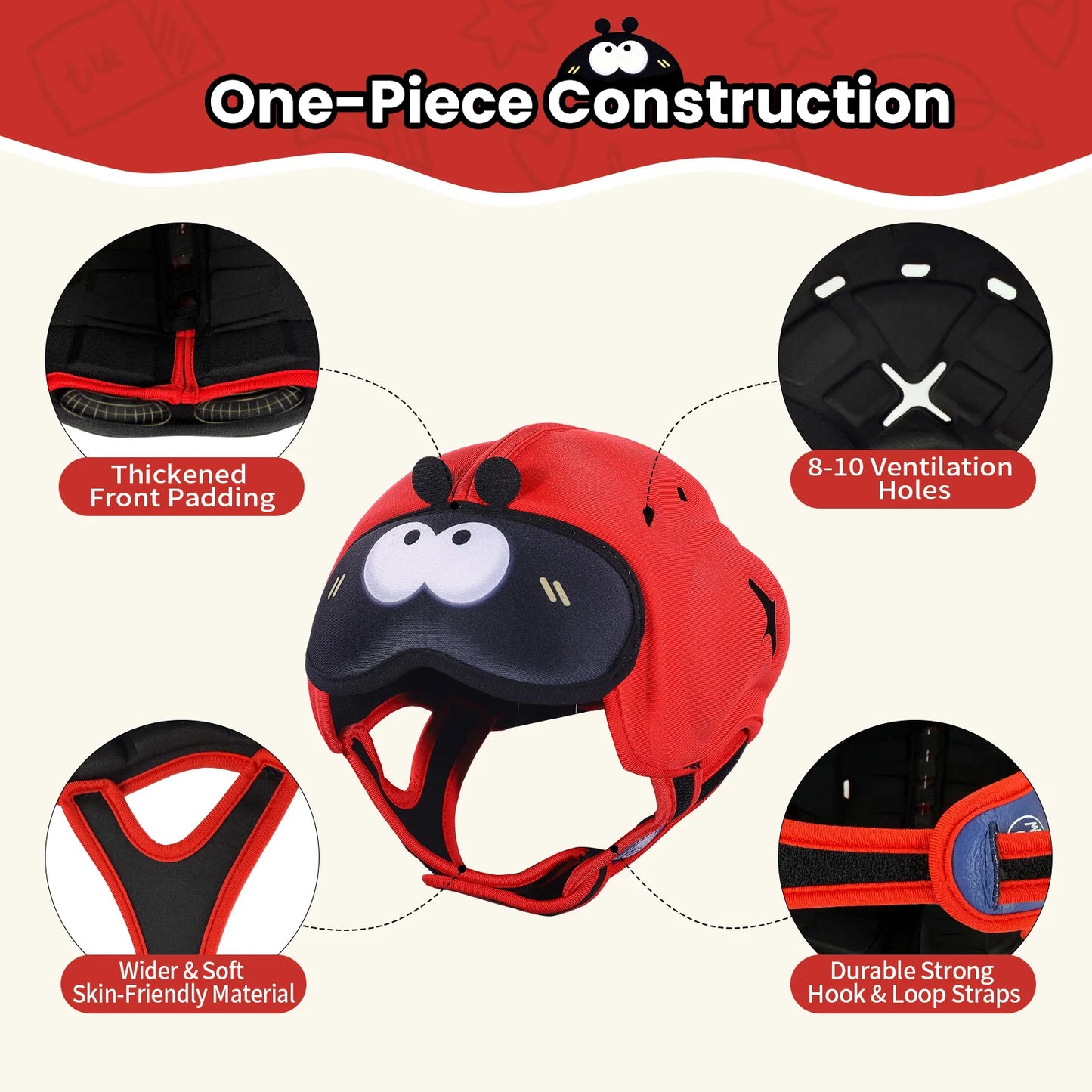 Cute Ladybug Baby Helmet | Safe Anti-Shock Headgear for Infants