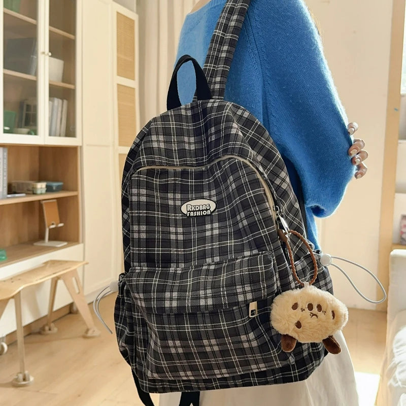 Large Capacity Plaid Backpack | Versatile Travel & School Bag
