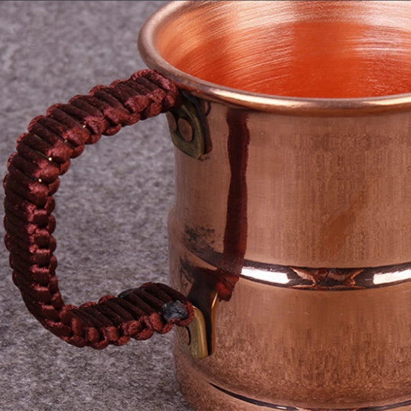 Handcrafted Pure Copper Beer Milk Mug Weave Handle Thickened Moscow Water Mule 400 ml Breakfast Cup Moscow Drinkware Tableware