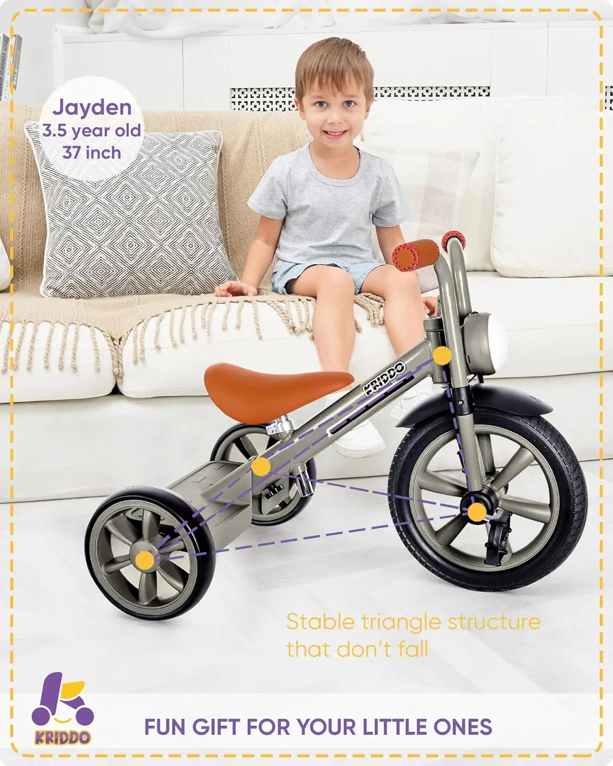 Kids Tricycles for Ages 2-5 | Safe and Fun Trike with Light