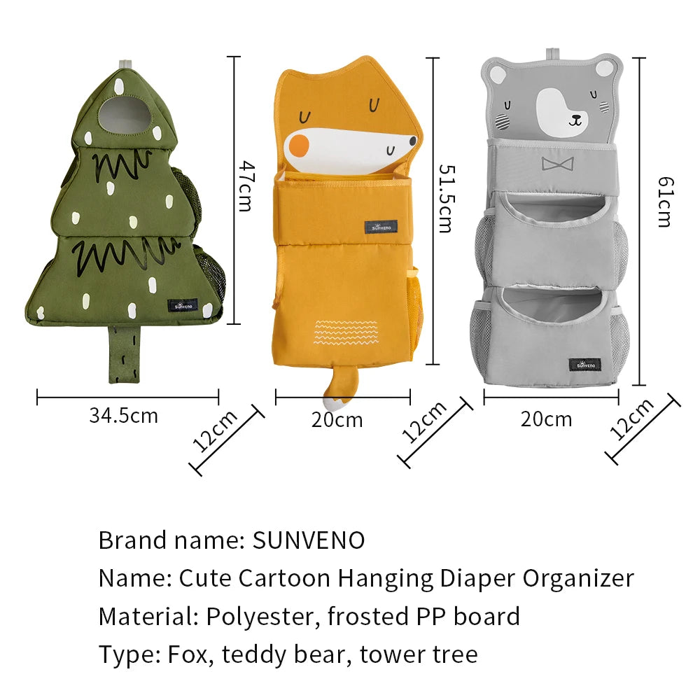 Cartoon Baby Crib Hanging Storage Bag | Multi-functional Organizer