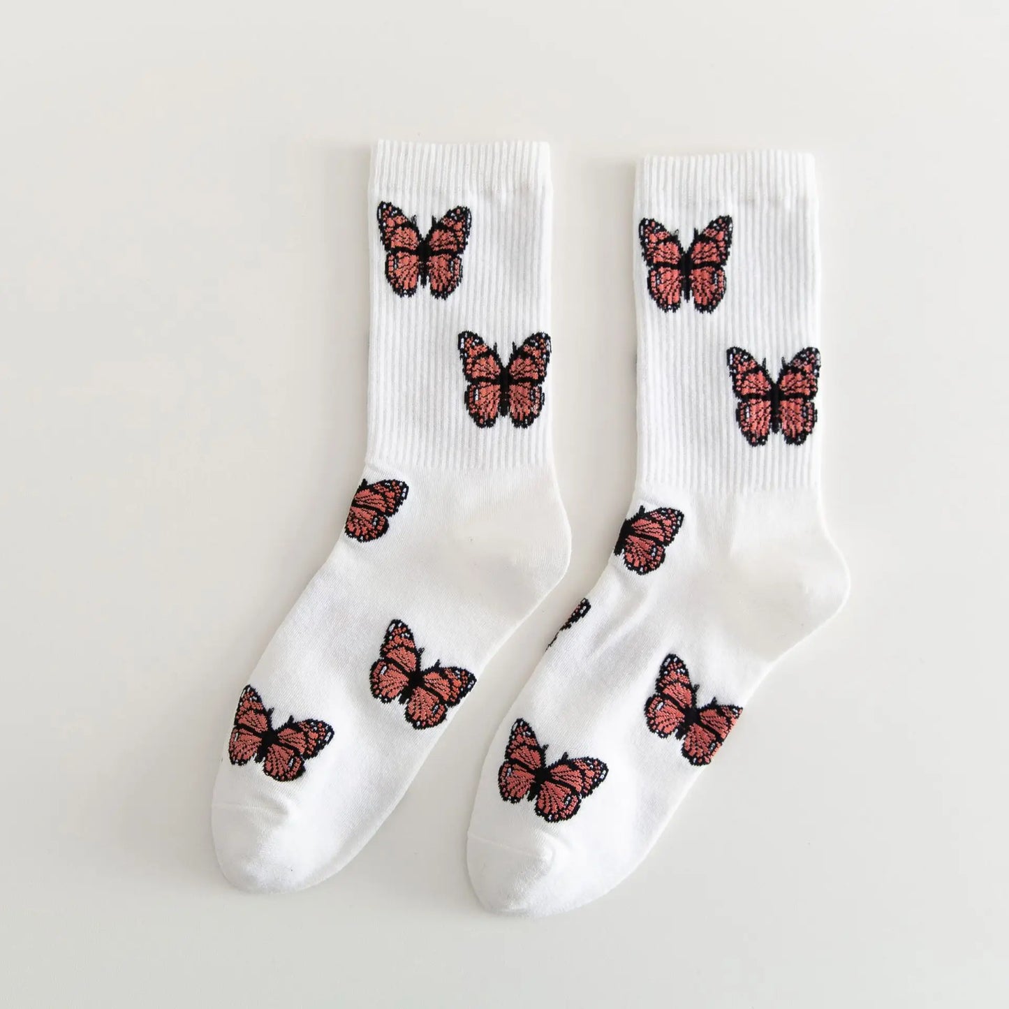 Stylish Butterfly Crew Socks for Women | Kawaii Streetwear Fashion