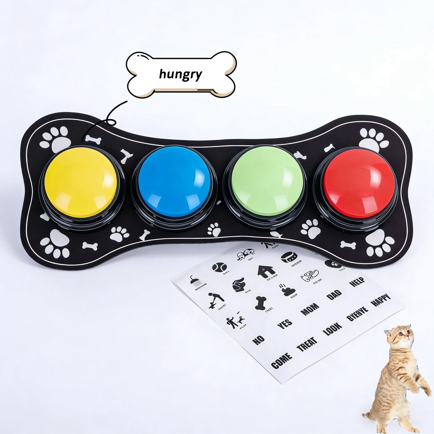 Paquete de 4 botones de comunicación para perros | Juguetes interactivos para el adiestramiento de mascotas