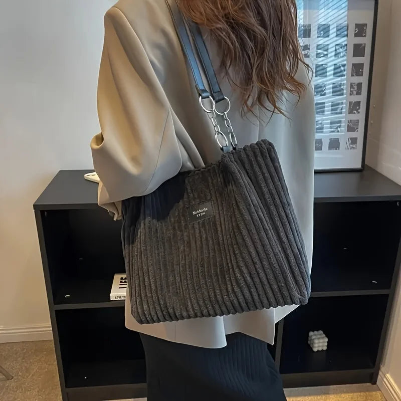 Bolso tote de pana de gran capacidad | Elegante y funcional