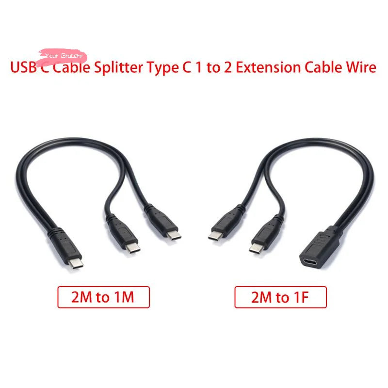 USB C Cable Splitter | Dual Charging & Data Transfer Cable
