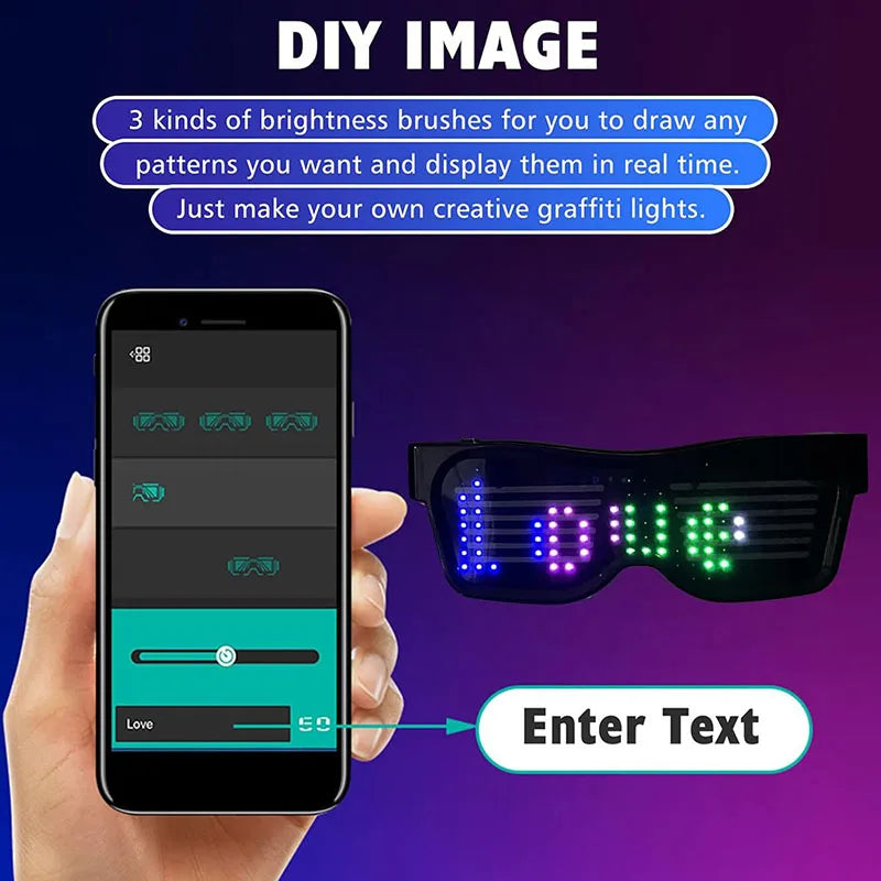 Bluetooth LED Glasses | Rechargeable Smart Glasses for Parties