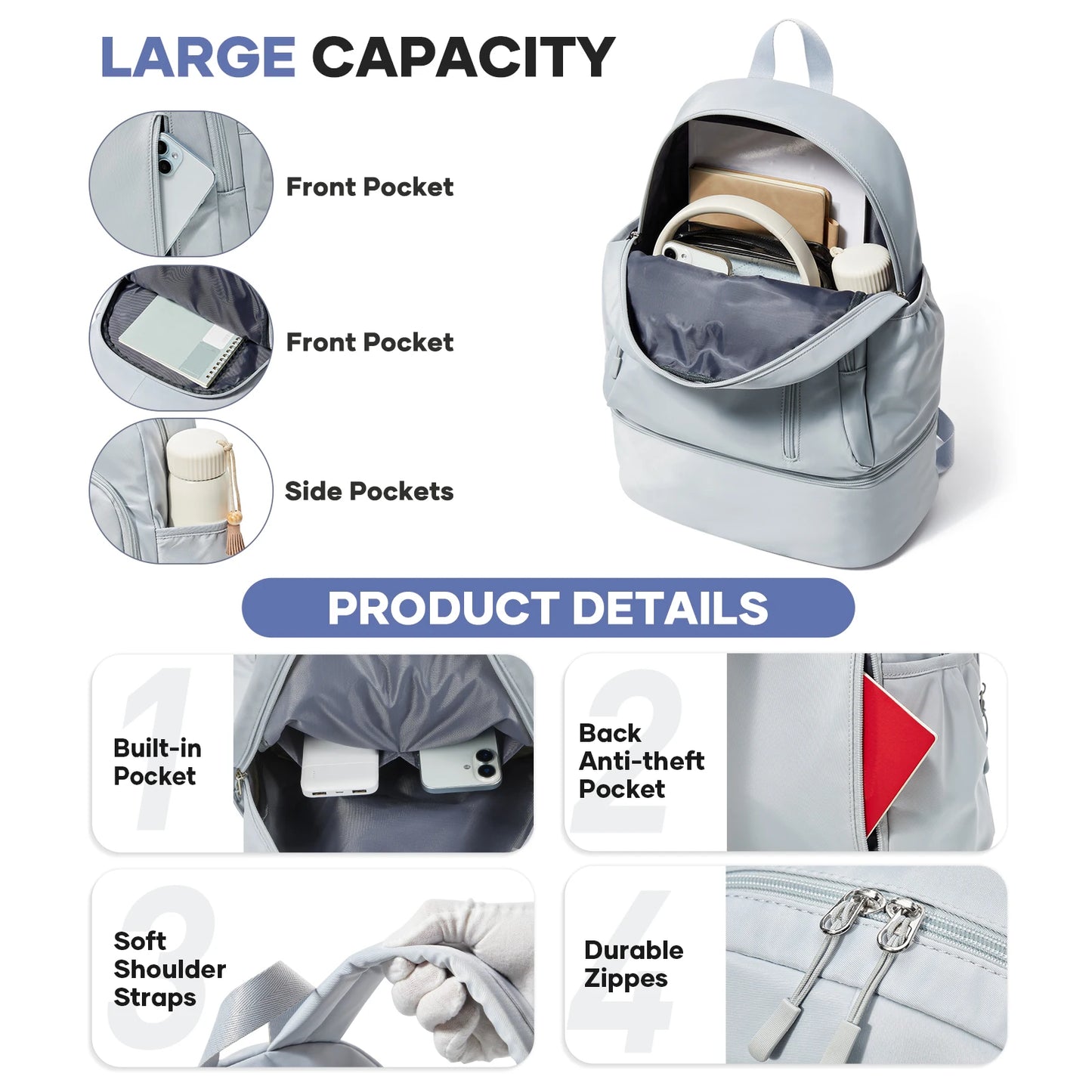 Versatile Sports Backpack | Waterproof Travel Bag with Shoe Compartment
