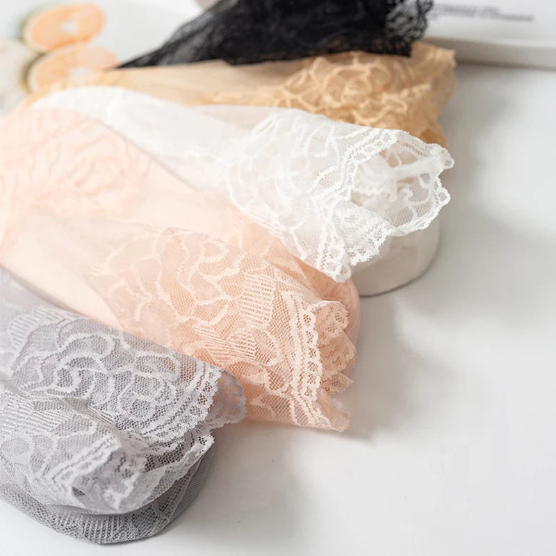 Invisible Lace Socks for Women | Non-Slip Thin Boat Socks