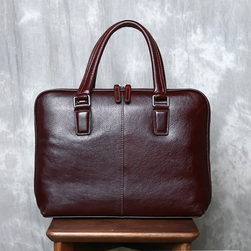 Men's Casual Leather Briefcase | Stylish Business Handbag