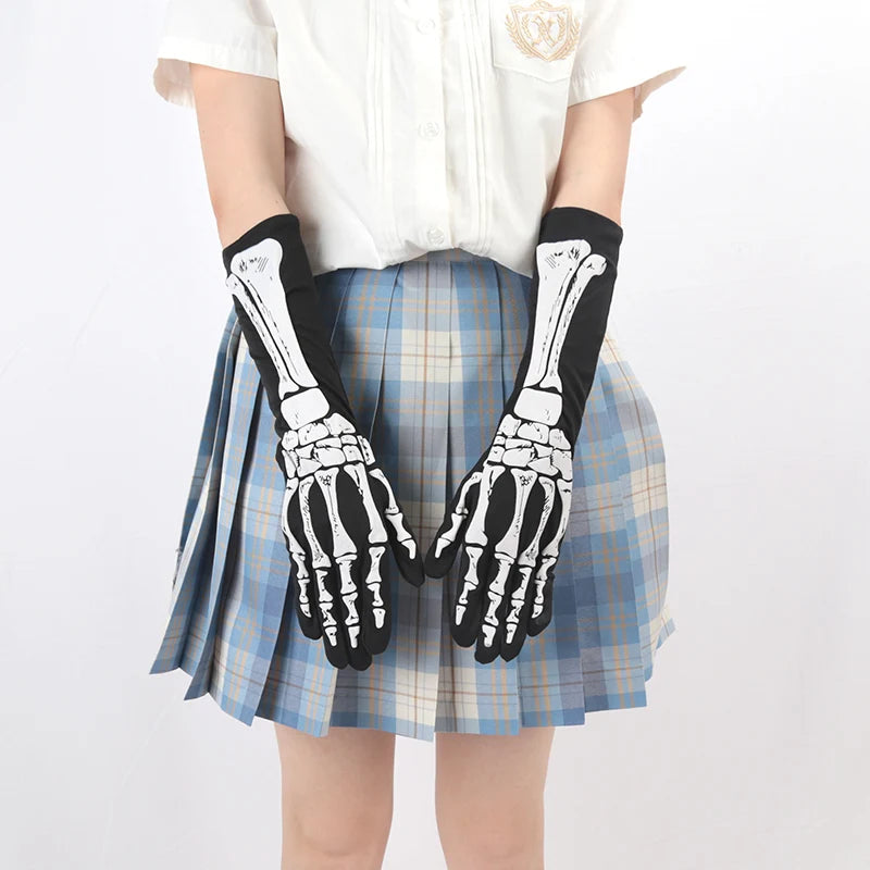 Black Punk Fingerless Gloves | Gothic Skeleton Style Accessories