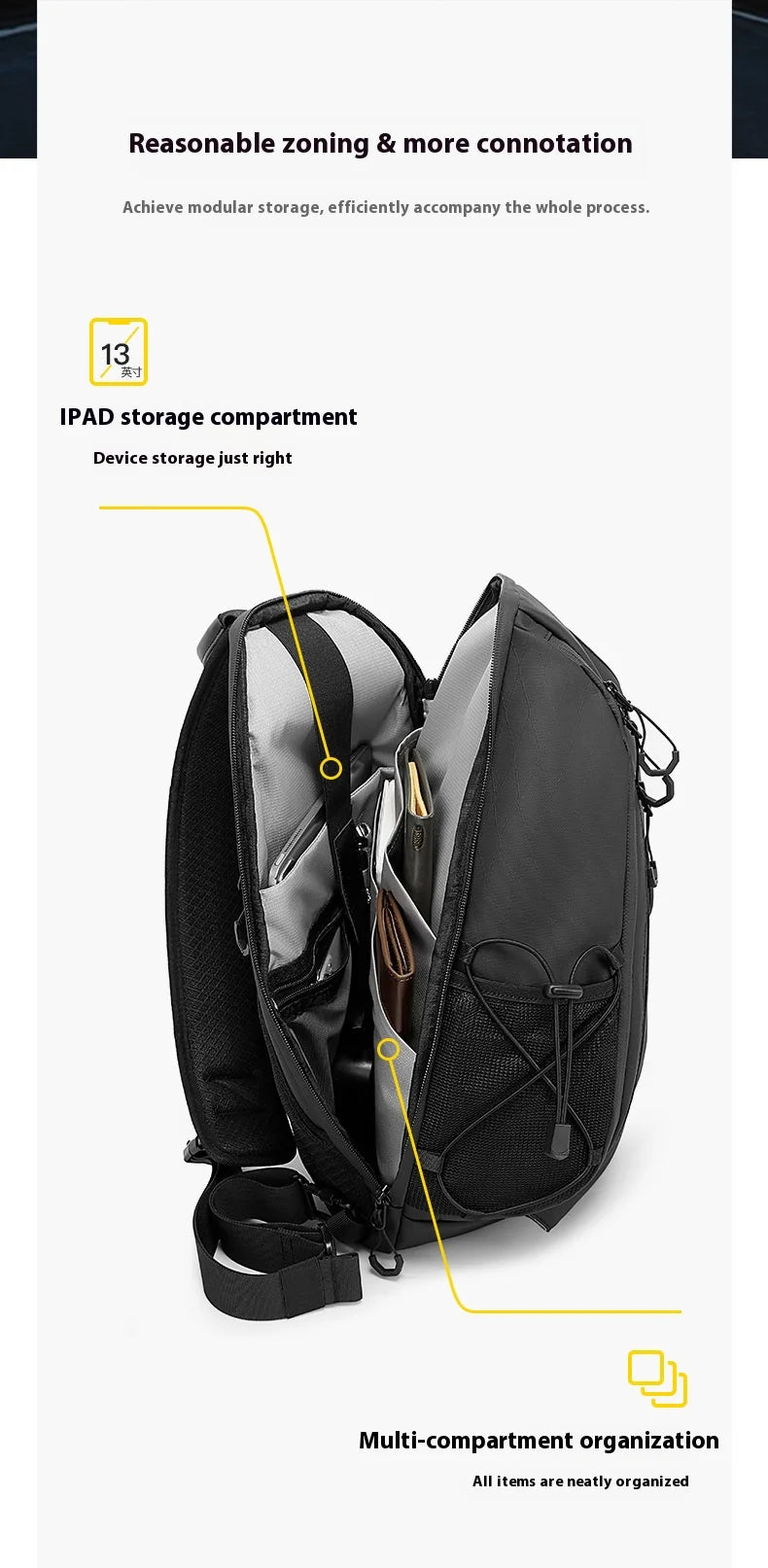 Men's Waterproof Crossbody Chest Bag | Stylish & Spacious Backpack