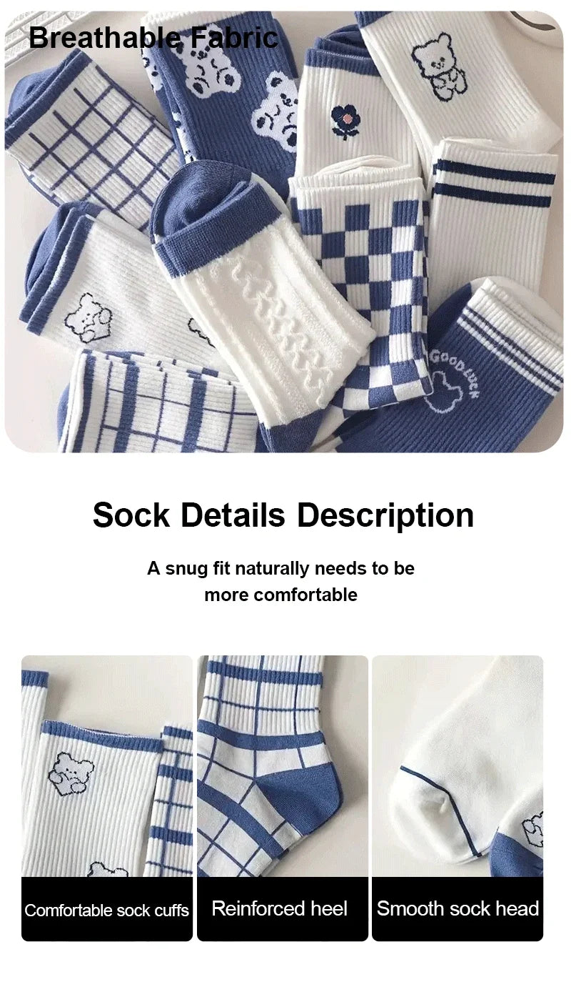 10 Pairs Women's Cute Rabbit Embroidery Casual Socks | Stylish & Breathable