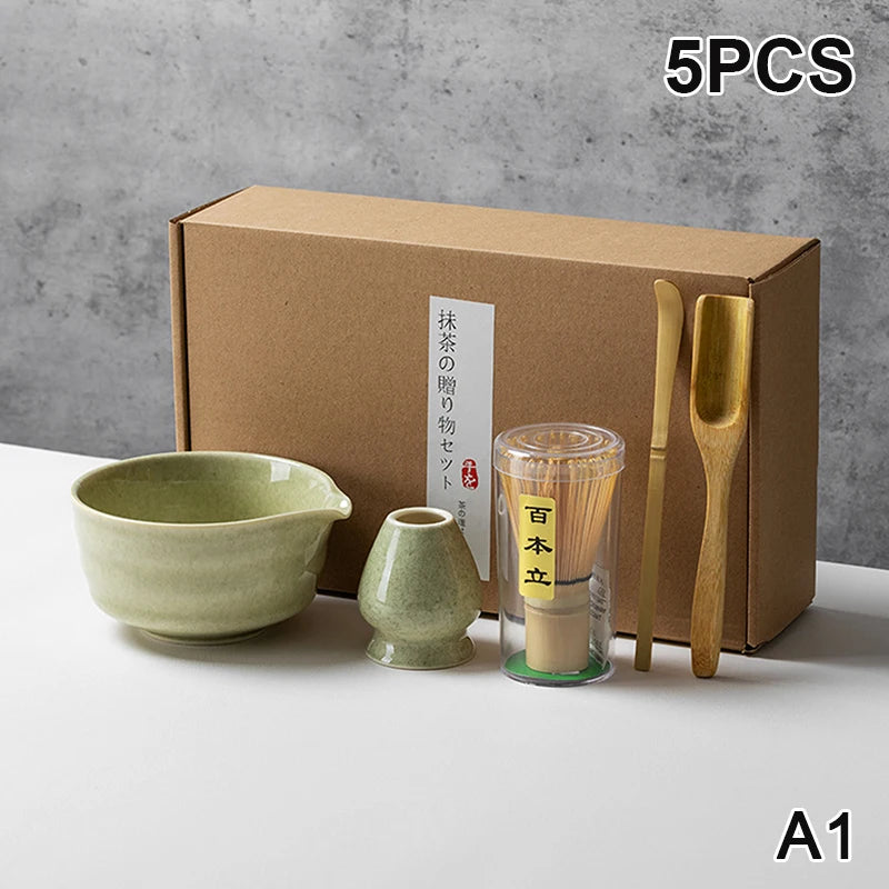 Juego completo de té Matcha con batidor de bambú y accesorios