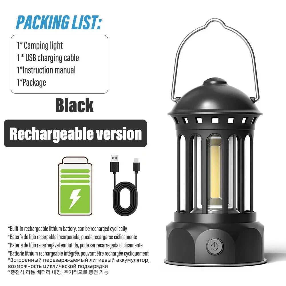 Linterna de camping de estilo romano vintage | Luz exterior recargable