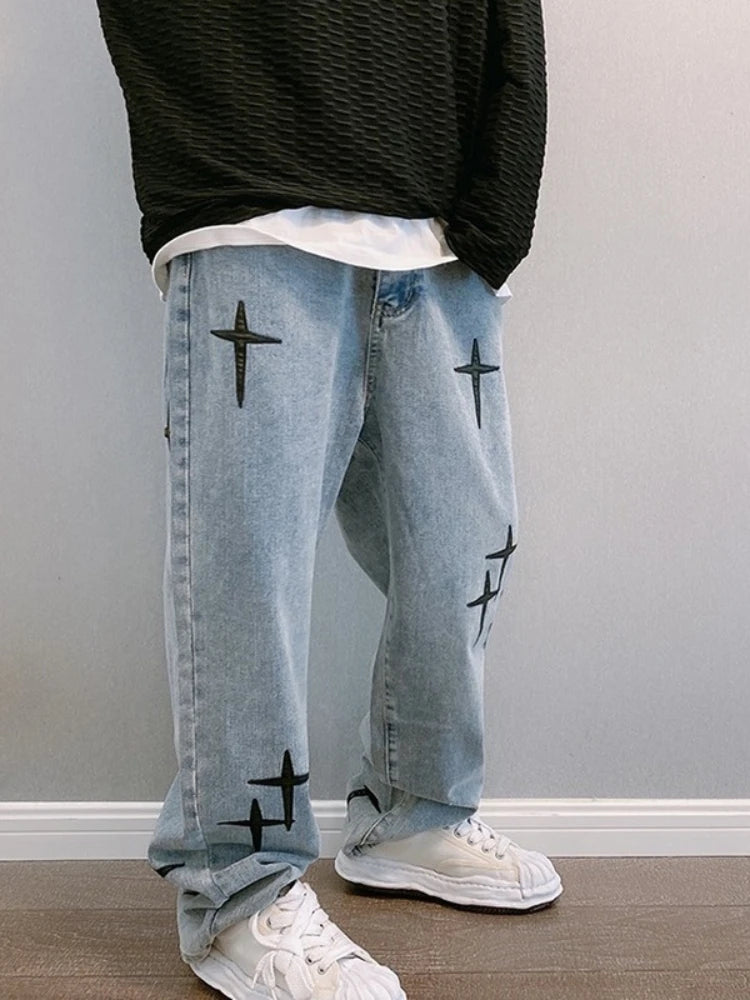 Men's Baggy Wide Leg Jeans | Casual Streetwear Denim Pants