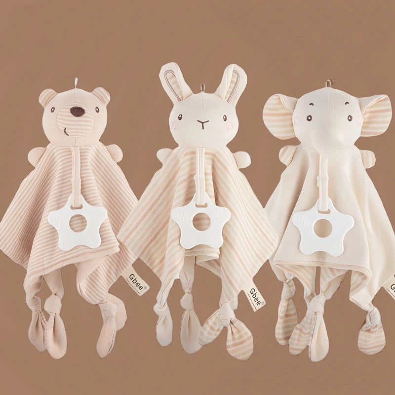 Cute Elephant Plush Teether Rattle for Newborns | Soft Blanket Toy