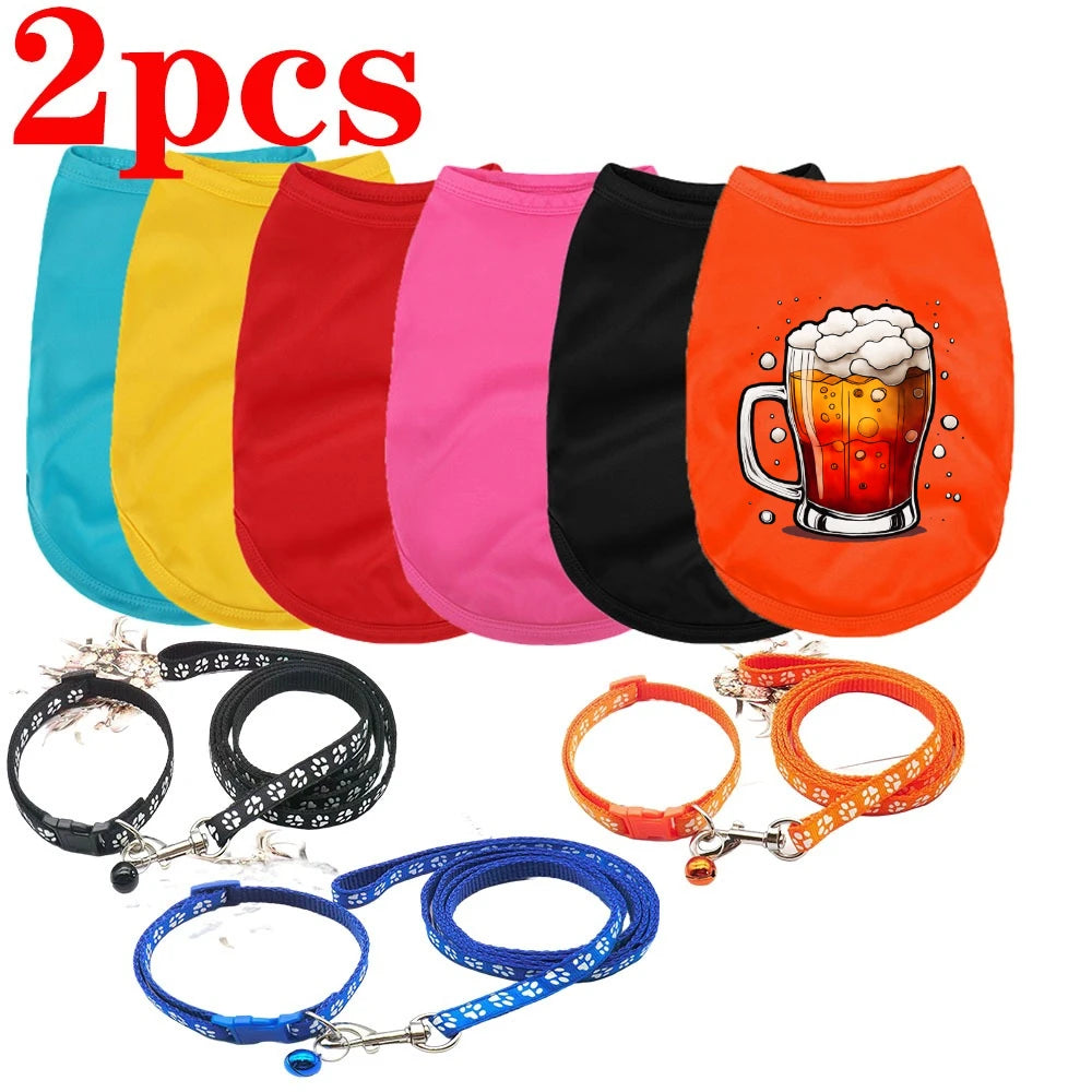 2PCS New Pet Vest Cat Dog Summer Schnauzer Puppy Teddy Small Dog Bichon Cat Clothes Spring, Autumn, Summer