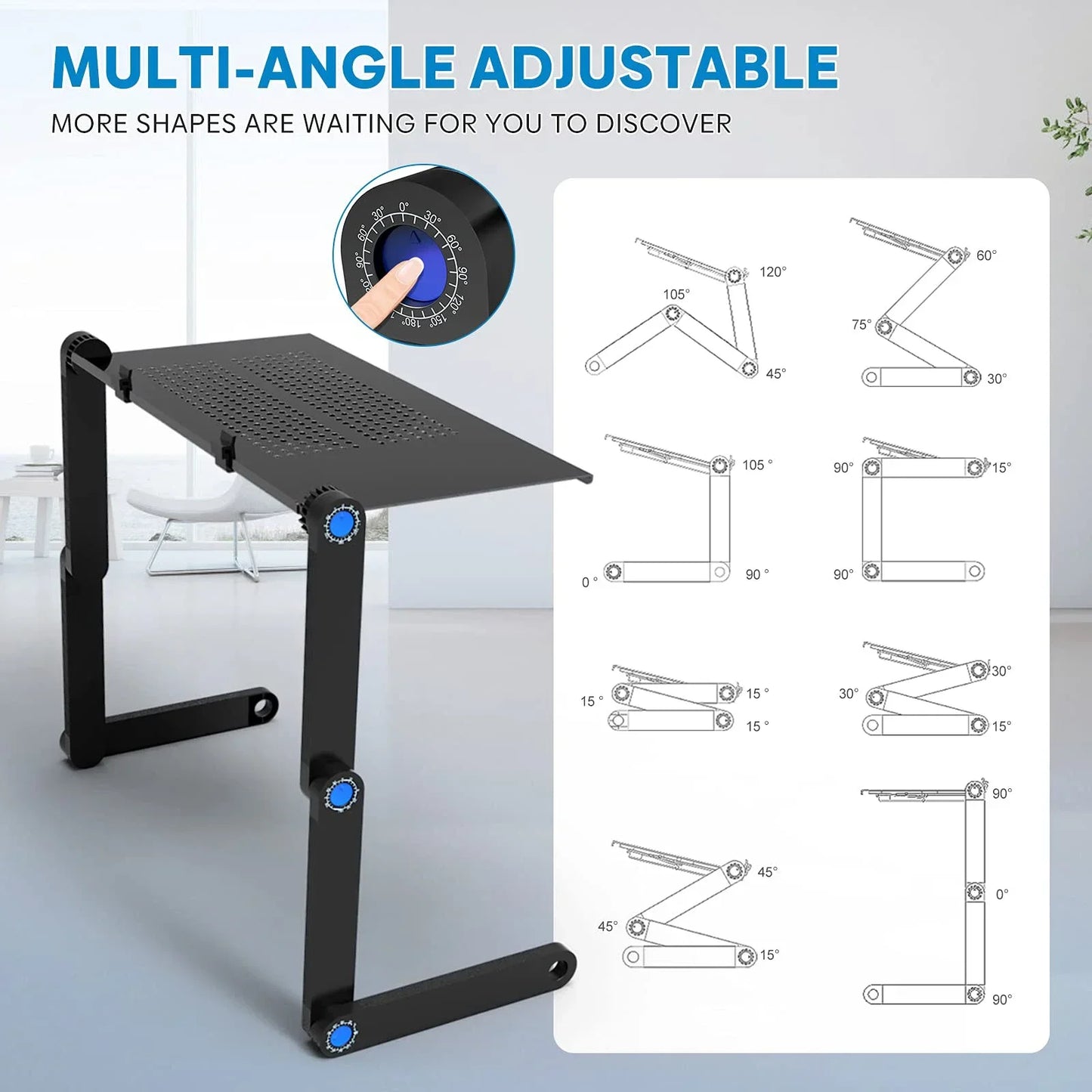 Mesa portátil ajustable para ordenador portátil con alfombrilla de ratón refrigerante