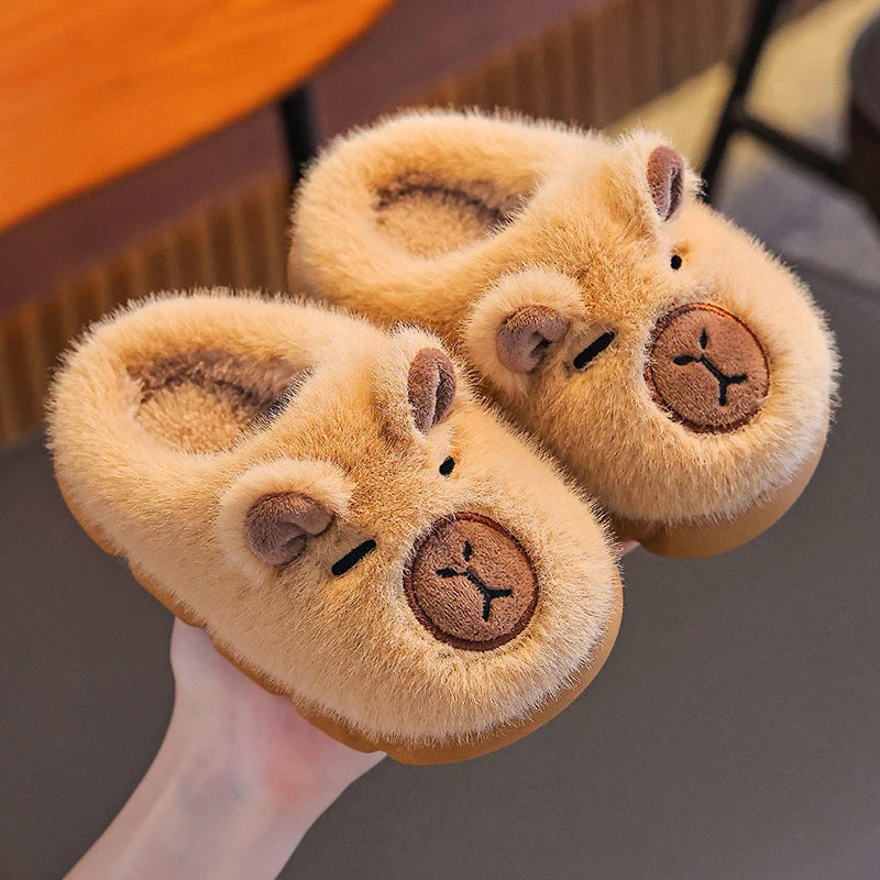Kids' Capybara Cartoon Plush Slippers | Soft & Cozy Indoor Shoes