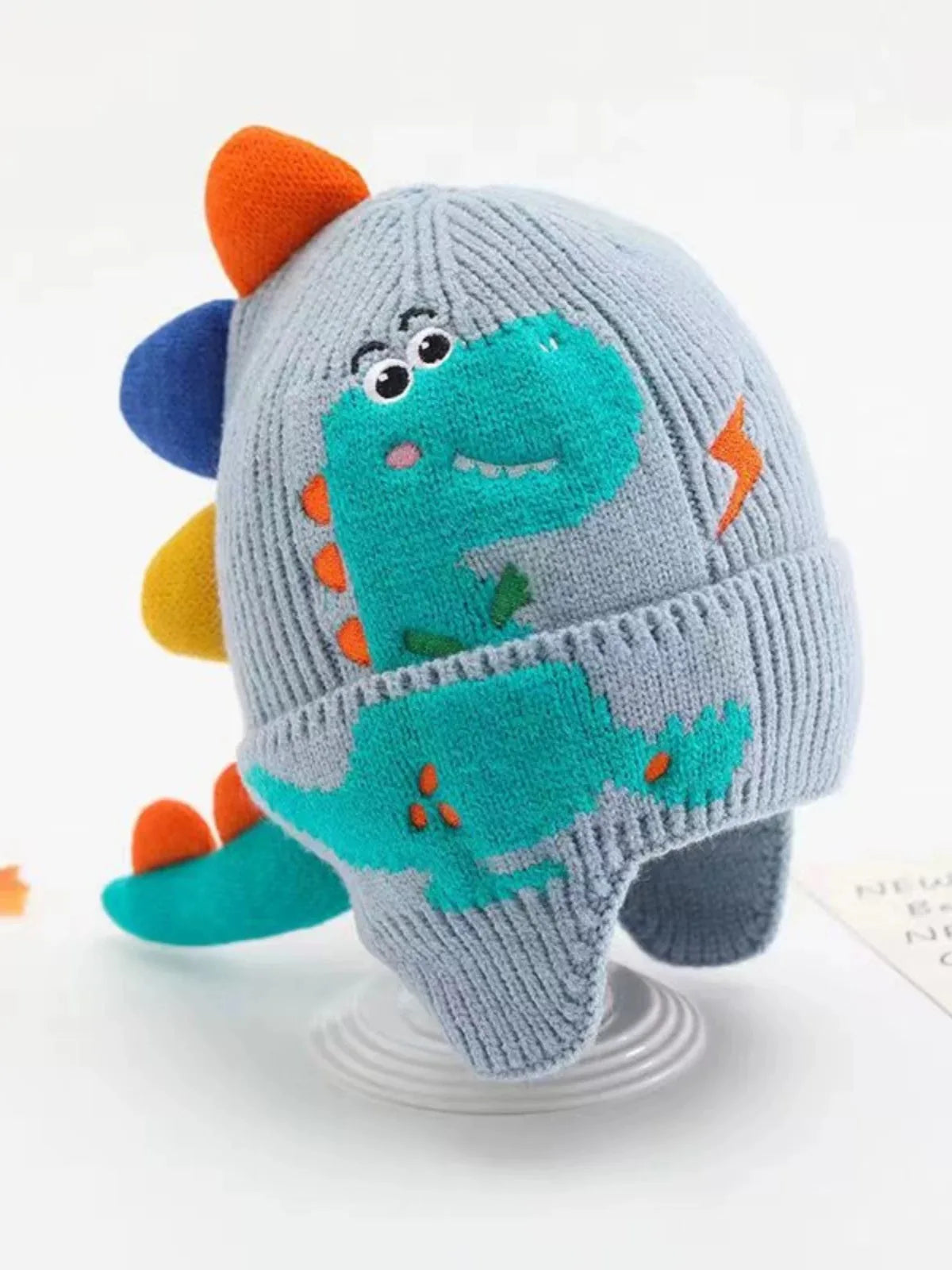Kids Dinosaur Knitted Beanie Hat | Funny Warm Winter Cap