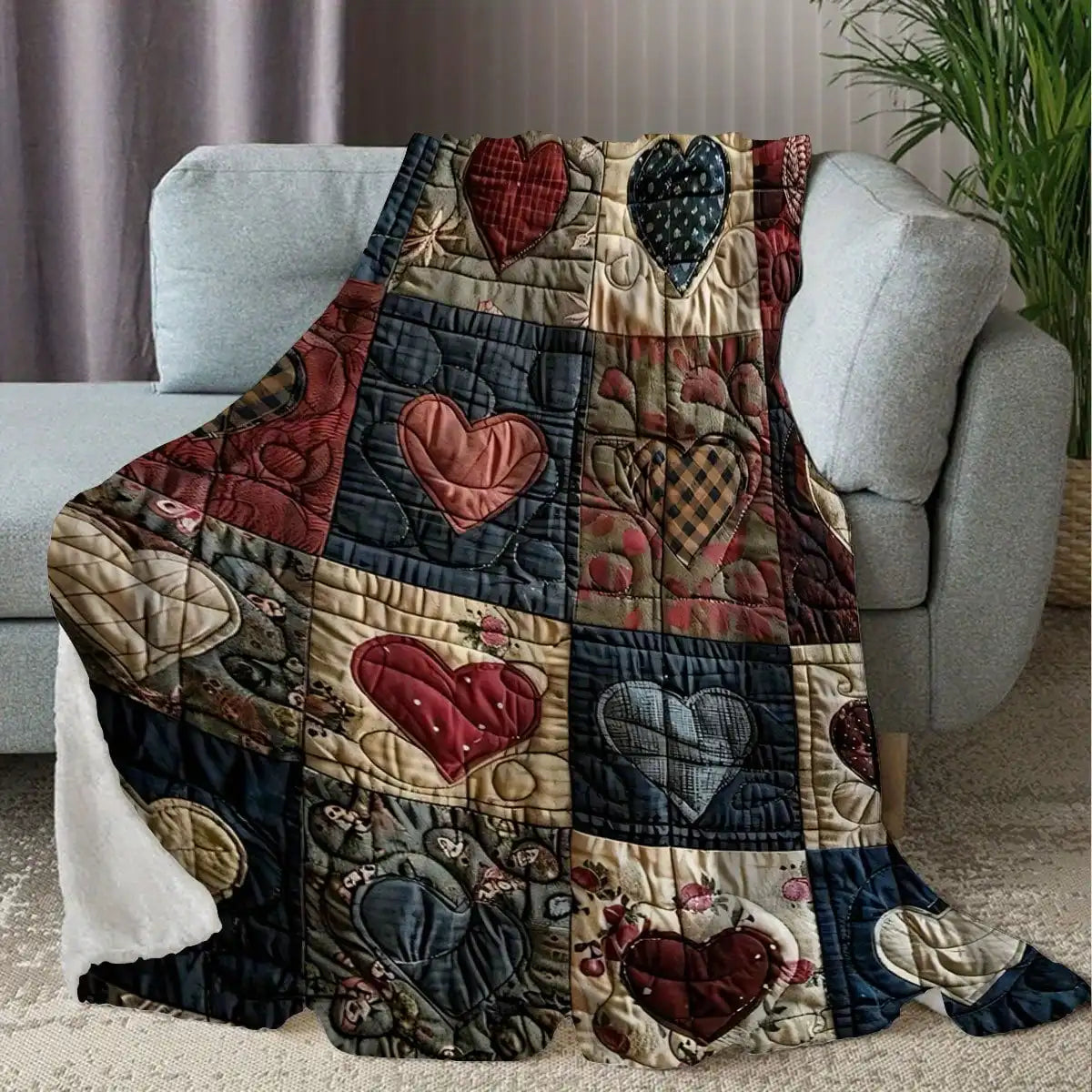 Manta de Franela Ultrasuave con Estampado de Corazones | Confort Acogedor y Portátil