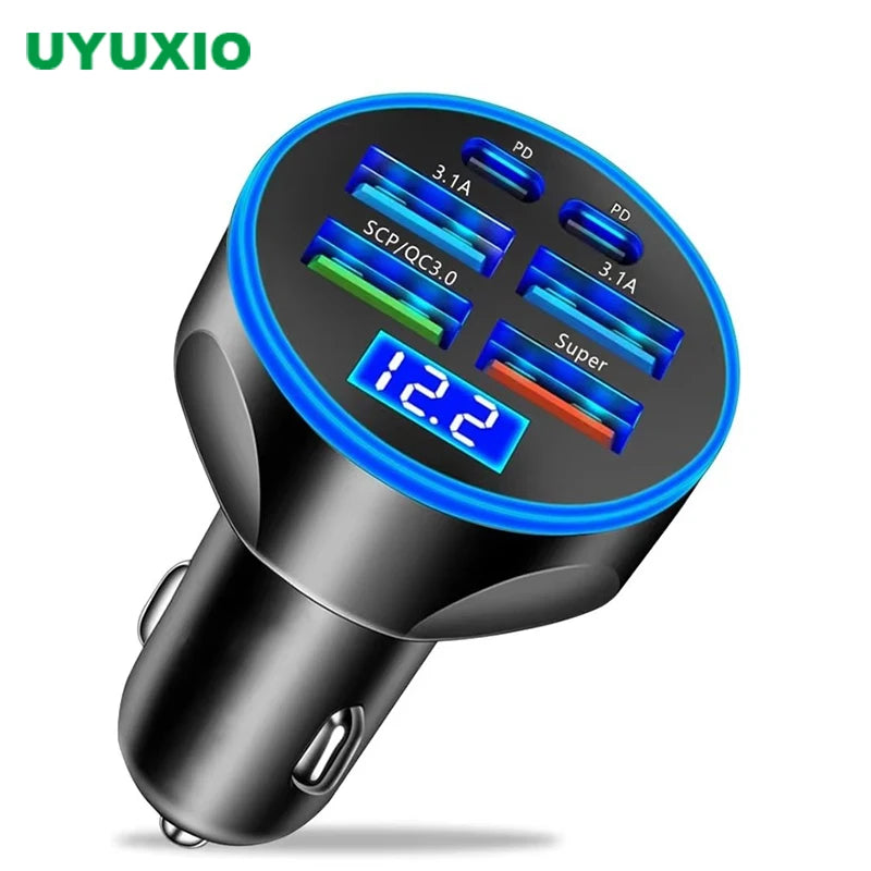6 in 1 USB C Car Charger Adapter for Fast Charging on the Go