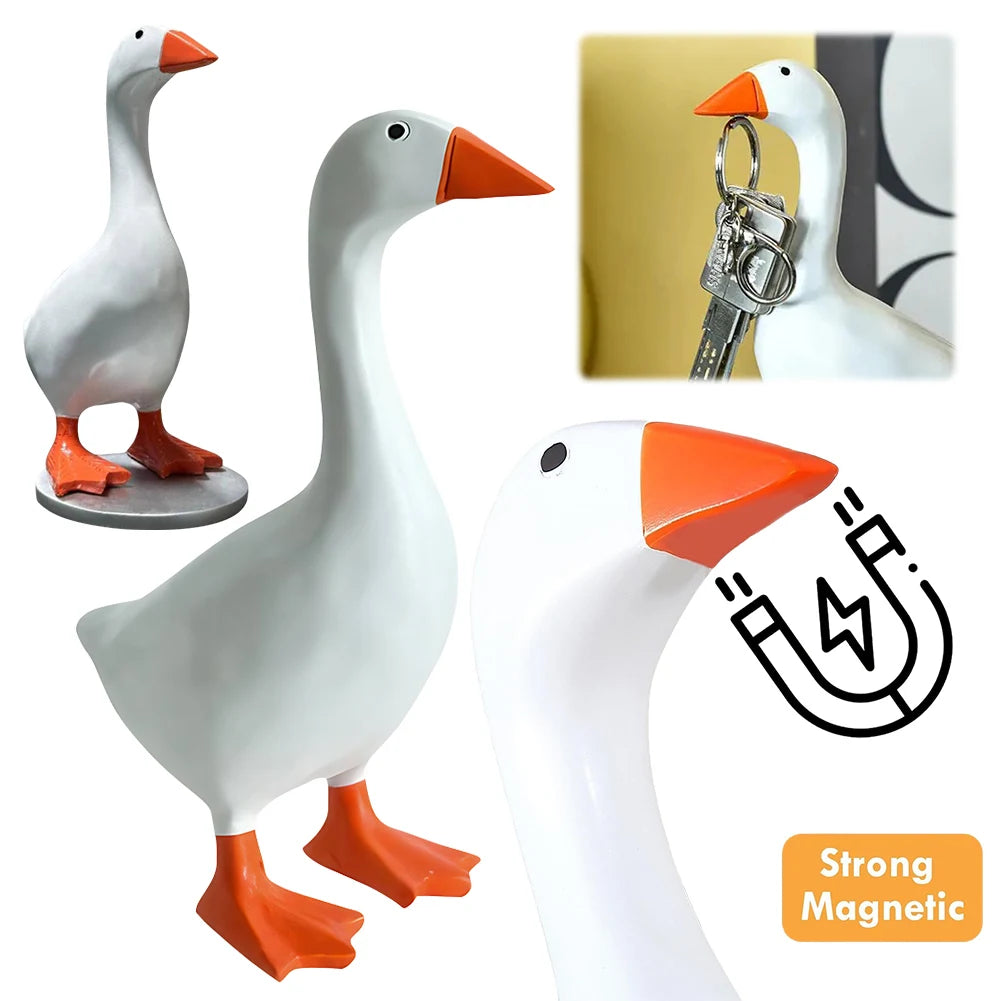 Kawaii Magnetic Silly Goose Figurine | Cute Resin Statue Decor