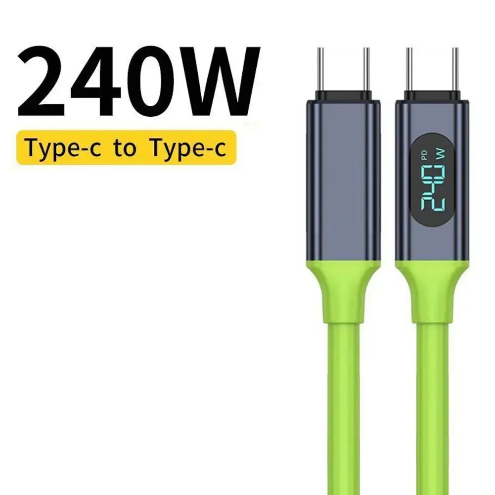 240W High-Speed USB C Dual Charging Cable with Digital Monitor
