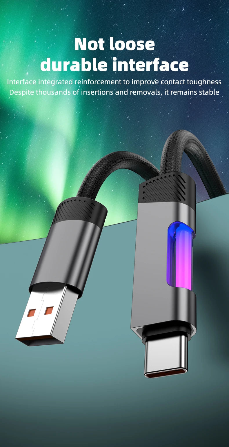 RGB Fast Charging Cable | 120W 6A USB Type C with Ambient Light