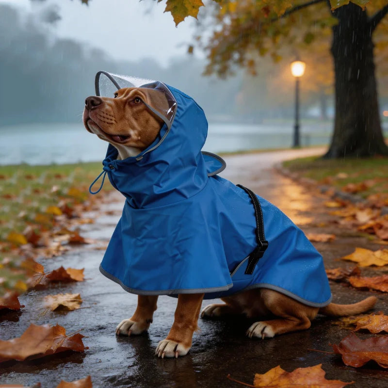 Dog Raincoat, Hooded Windproof and Waterproof Reflective Pet Raincoat, Suitable for Medium to Large Dogs, Waterproof Dog Clothin