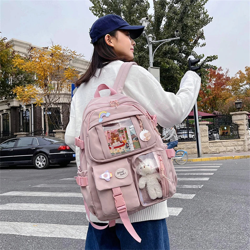 Mochila Bonita Impermeable para Mujer | Mochila Escolar con Múltiples Bolsillos
