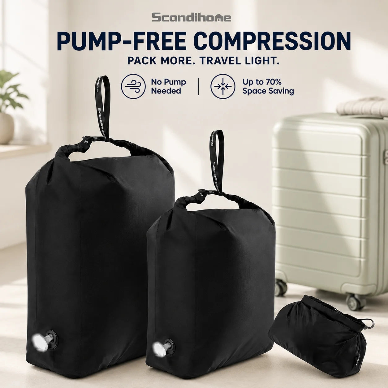 Reusable Vacuum Compression Bags for Travel & Home Storage