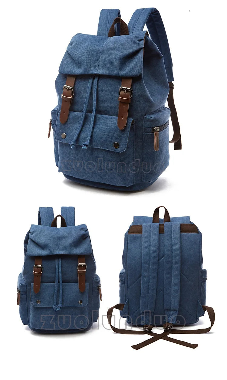 Vintage Canvas Laptop Backpack for School & Travel | Anti-Theft Design