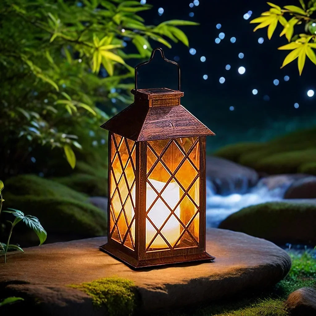 Solar Outdoor Lantern | Decorative Candle Lamp with Auto On/Off