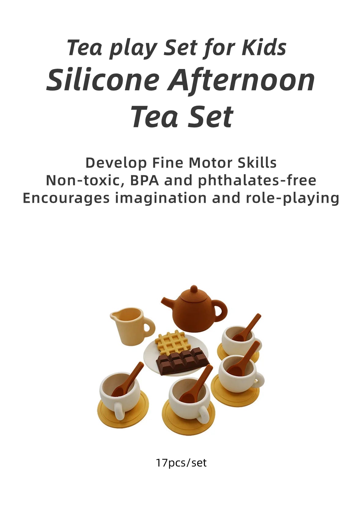 Silicone Tea Toys Pretend Play Kitchen Set for Kids | Safe & Fun