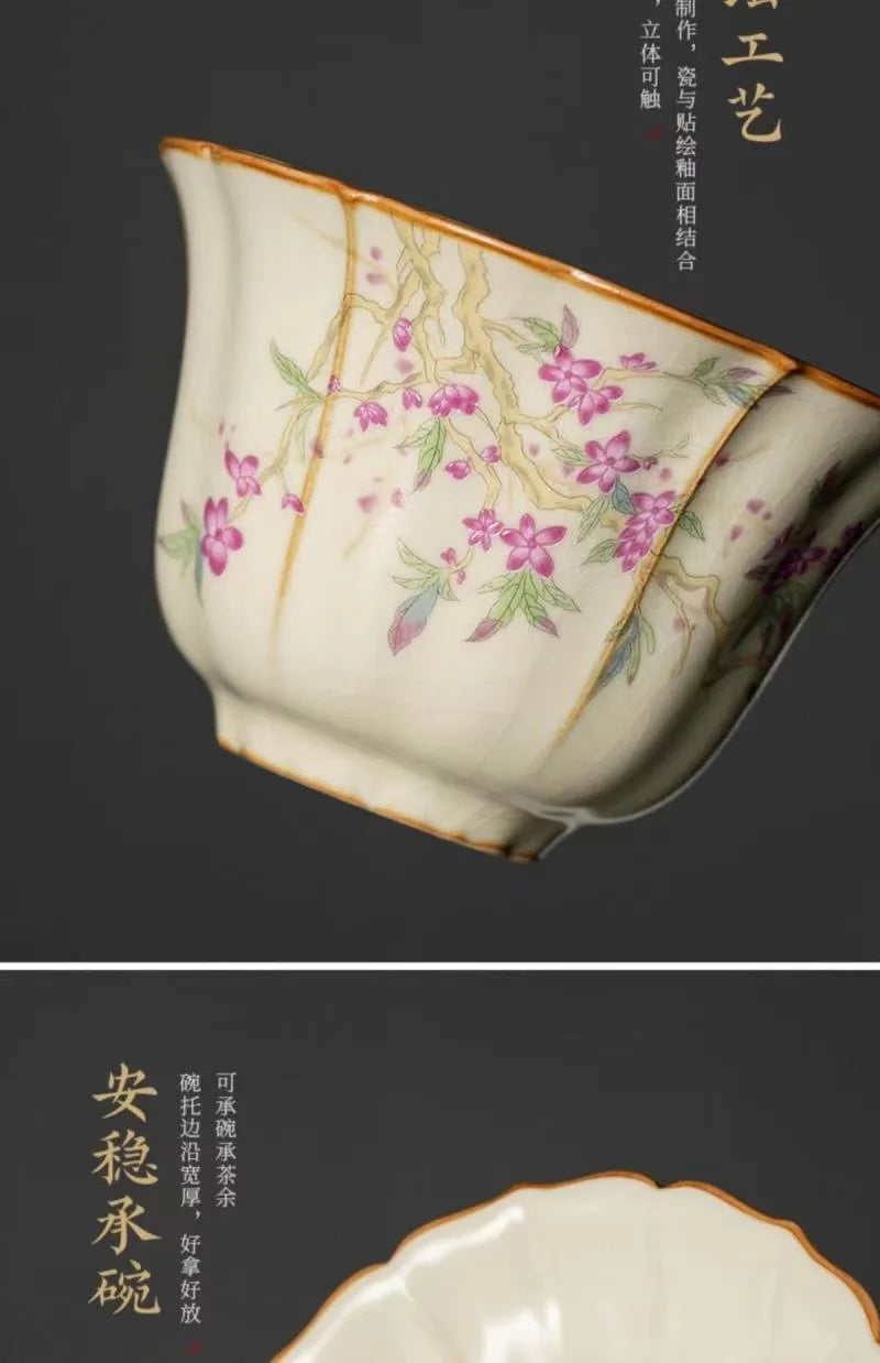 Retro Ceramic Tea Brewing Cup Set | Elegant Anti-Scald Teacup
