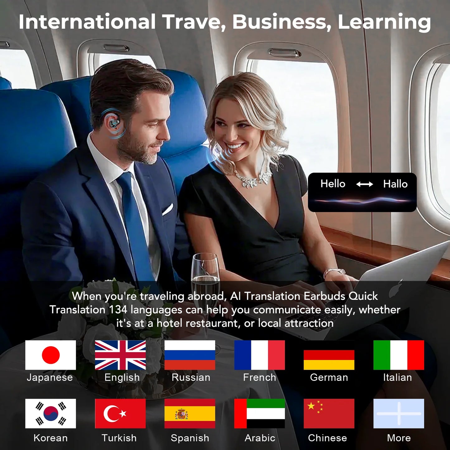 AI Translator Earbuds | Bluetooth 5.4 Wireless Headphones