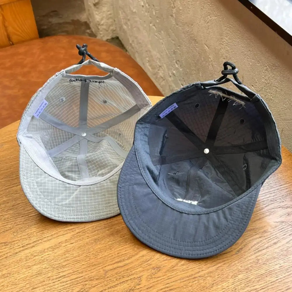 Korean Plaid Mesh Baseball Cap | Quick Dry Unisex Outdoor Hat