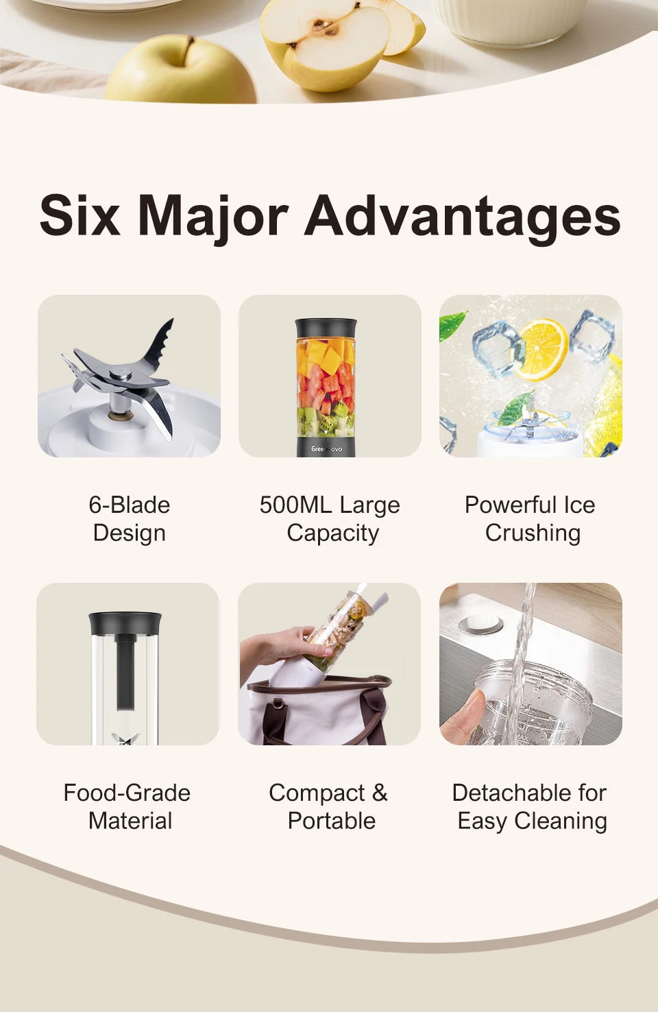Portable Electric Blender | Multifunctional Mini Juicer for Smoothies