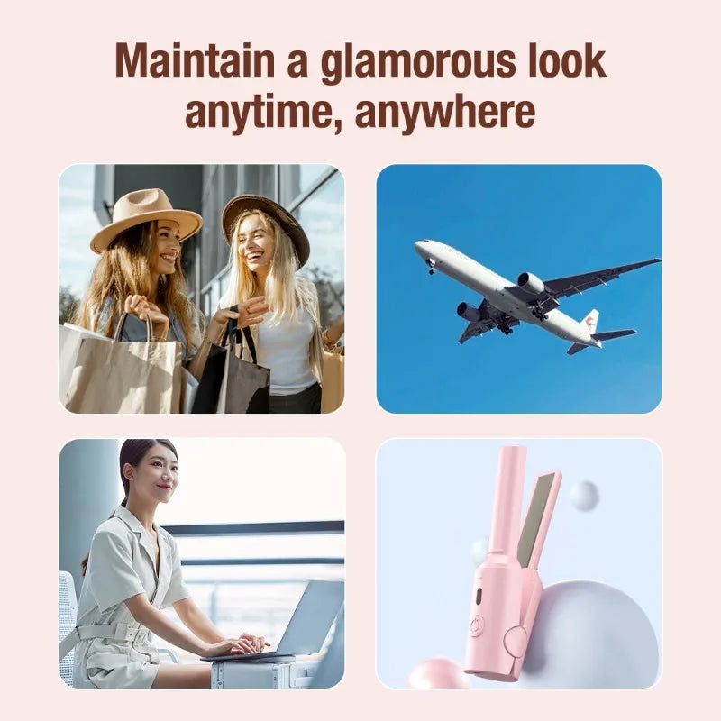 Portable Mini Hair Straightener & Curling Iron | Dual-Use Tool