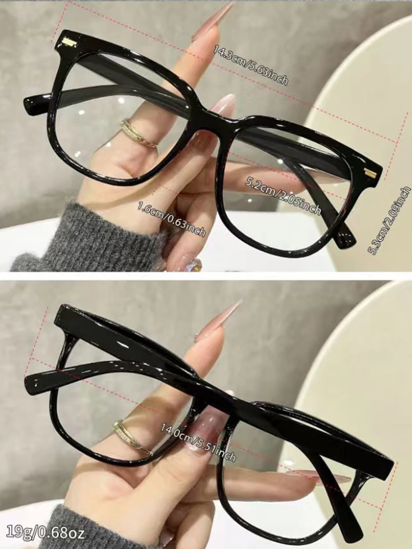 Trendy Large Frame Rectangular Glasses | Stylish Fashion Accessory