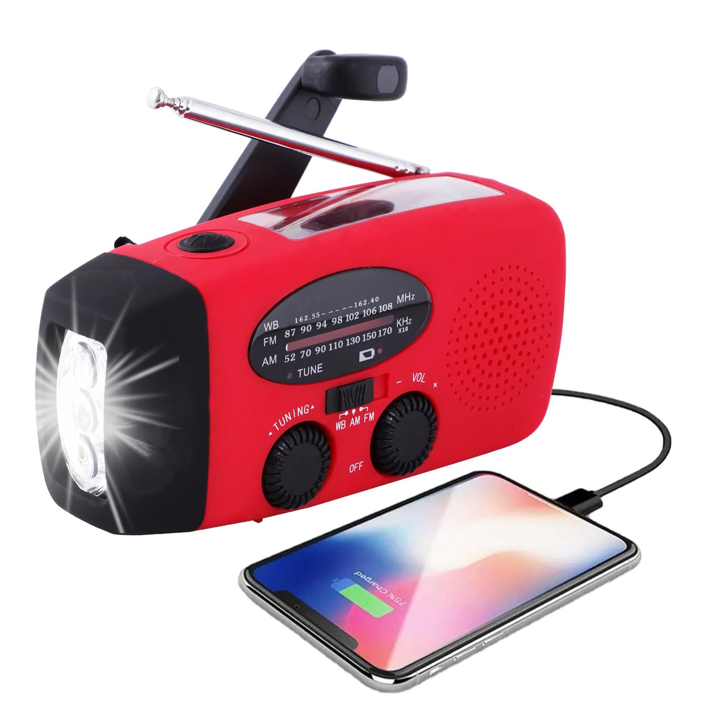 2000 mAh Emergency Radio | Portable Solar Charging & LED Lights