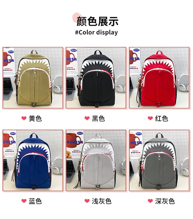 Luminous Shark Mouth Backpack | Large Capacity USB Laptop Bag