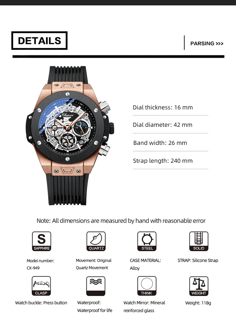 Multifunctional Waterproof Military Sports Watch for Men