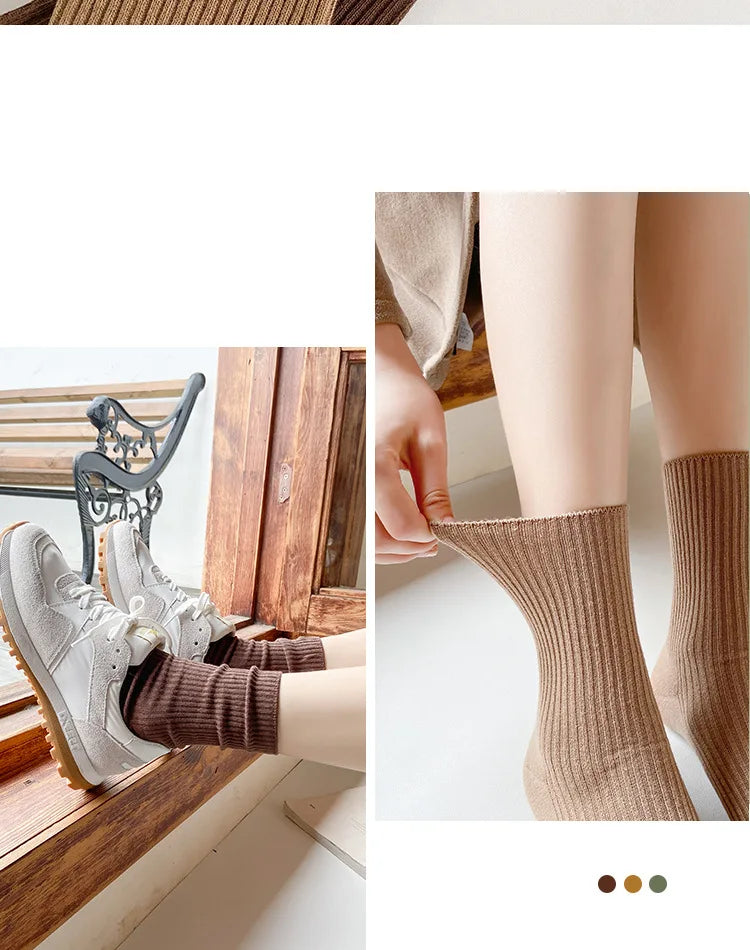 6 Pairs Women's Winter Cotton Socks | Cozy & Stylish Warmth