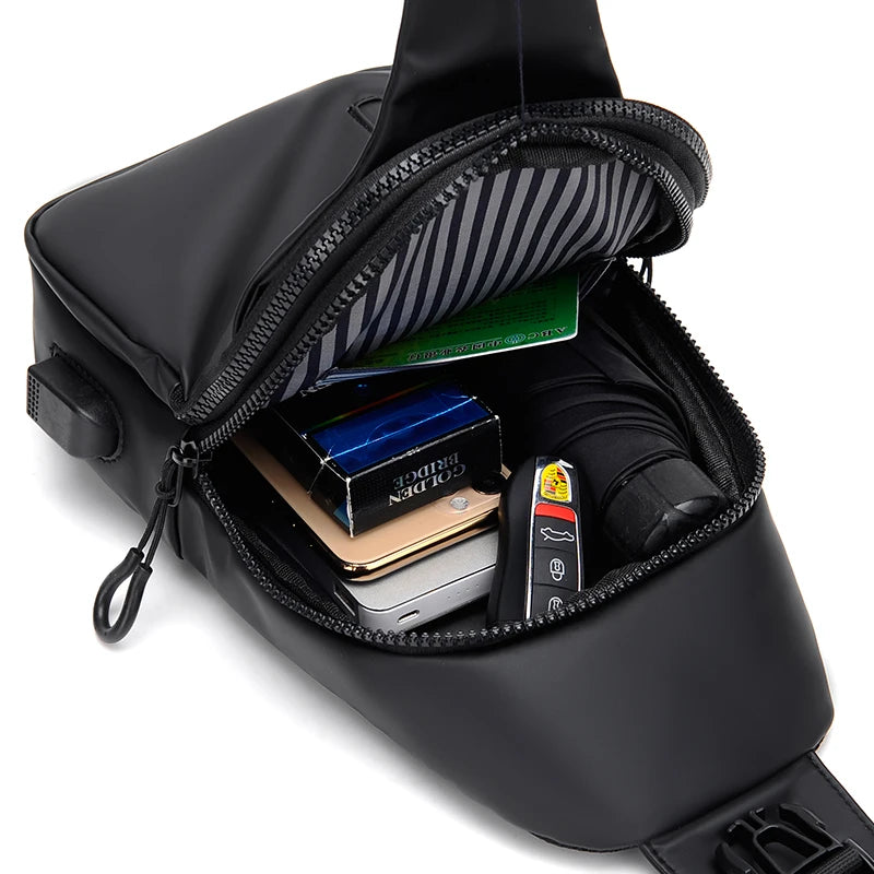 Multifunctional Chest Bag for Men | Cross Body with USB Charging