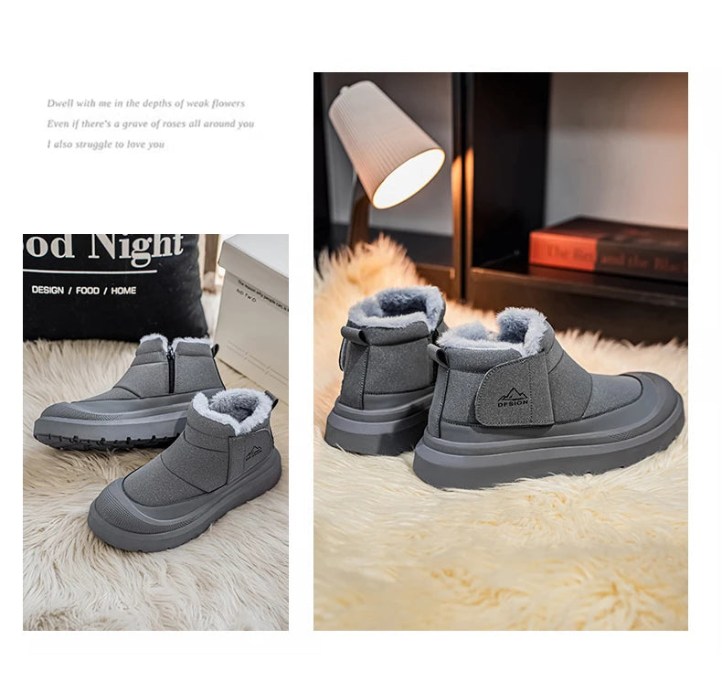 Men's Warm Plush Snow Boots | Cozy Winter Ankle Shoes